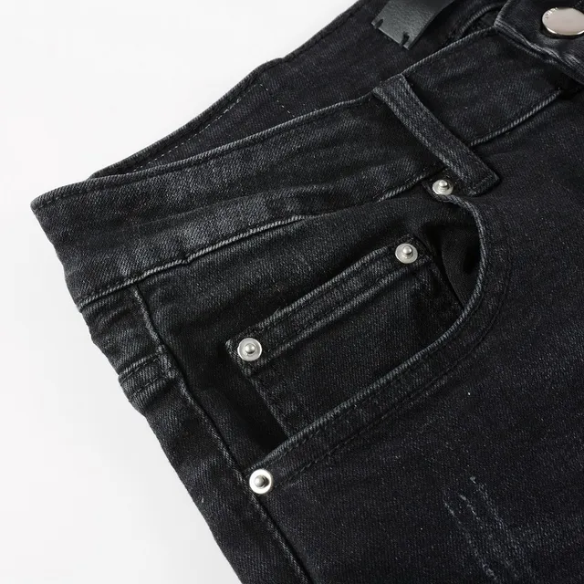 Black Purple Slim-Fit Distressed Jeans 10