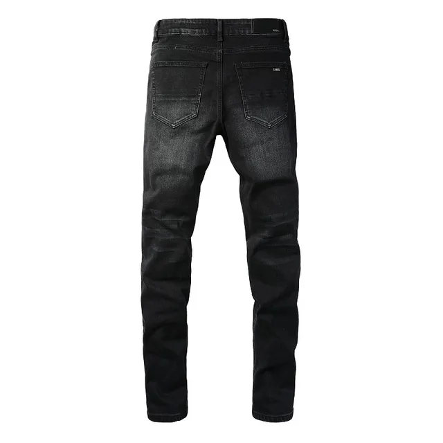 Black Purple Slim-Fit Distressed Jeans 15