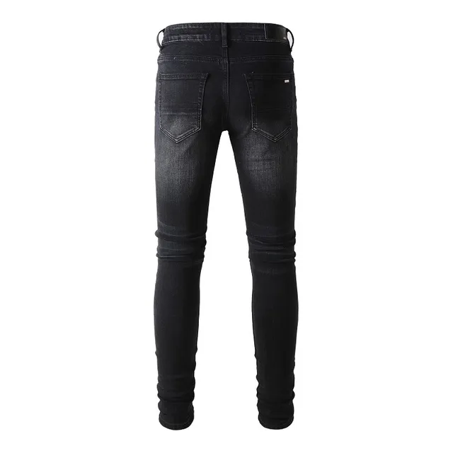 Black Purple Slim-Fit Distressed Jeans 17