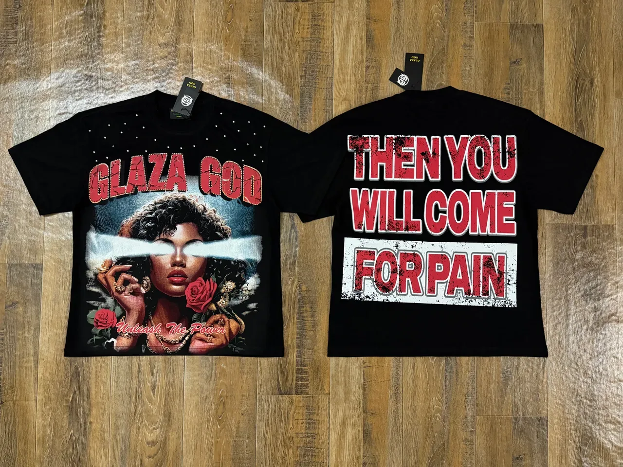 Black Red Graphic-Print Oversized Fit T-Shirt 4