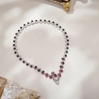 Collier Noir Rouge Multi-Gemstone pavé-set