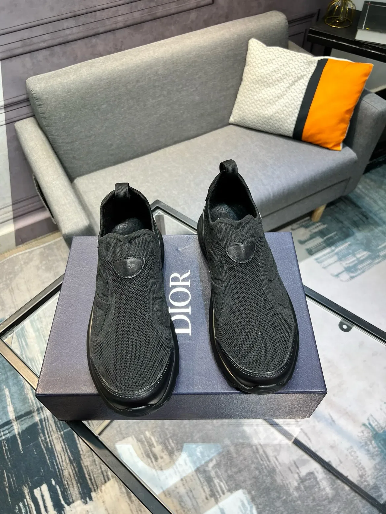 Black Slip-On Knit Sneakers 4