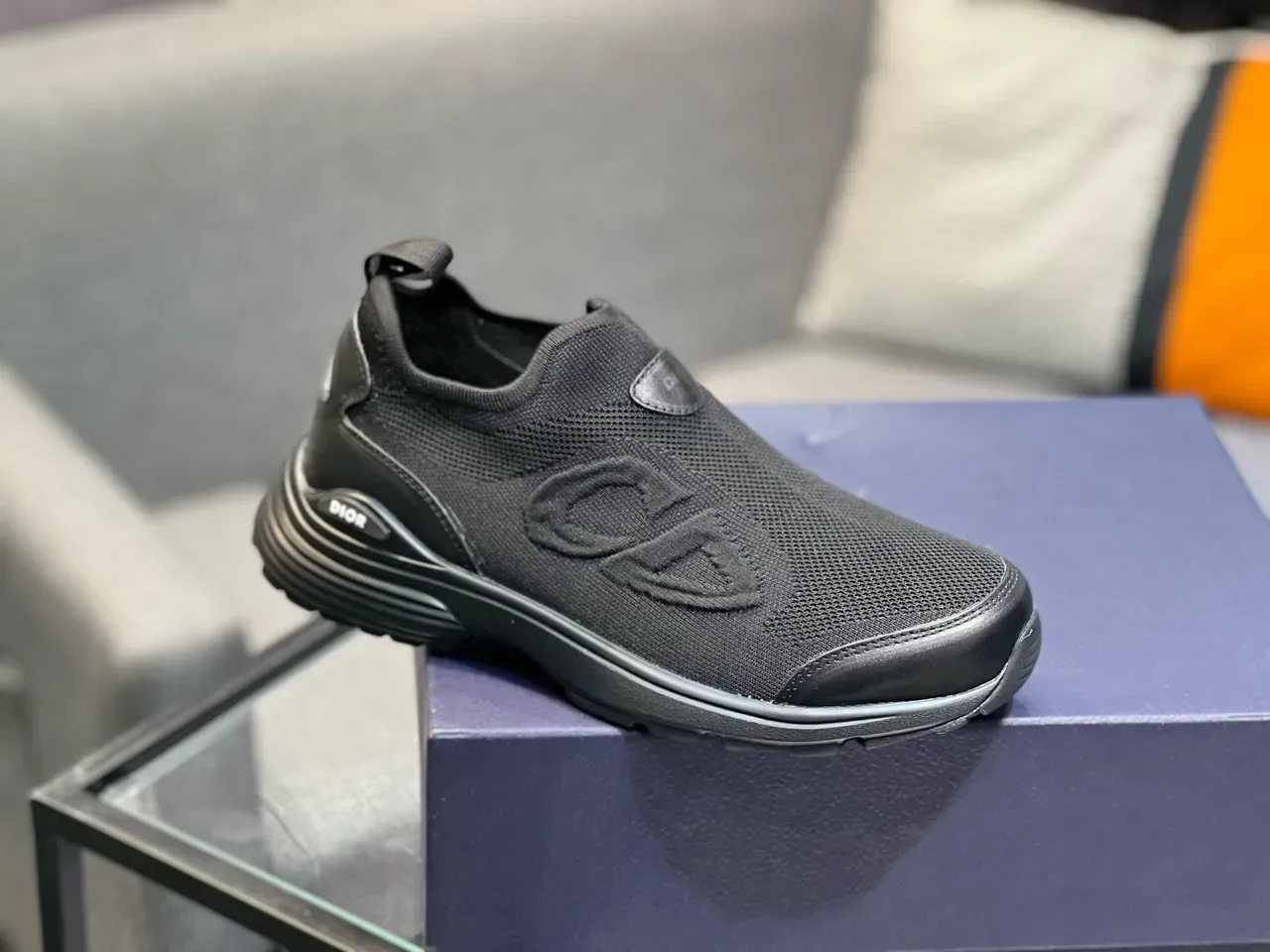 Black Slip-On Knit Sneakers 5