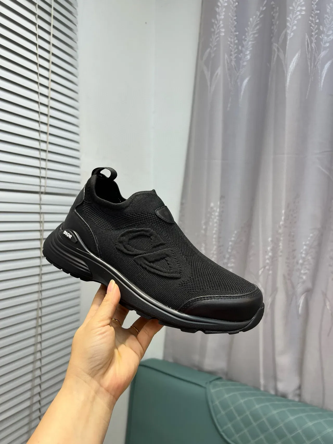 Black Slip-On Knit Sneakers 7