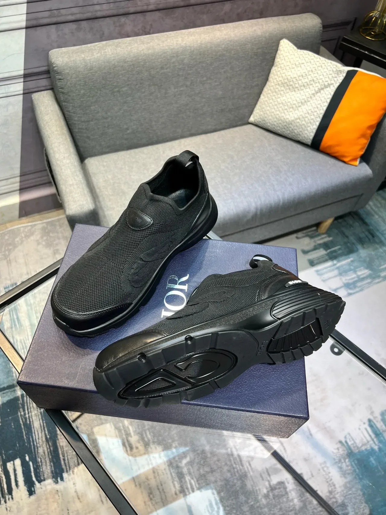 Black Slip-On Knit Sneakers 8