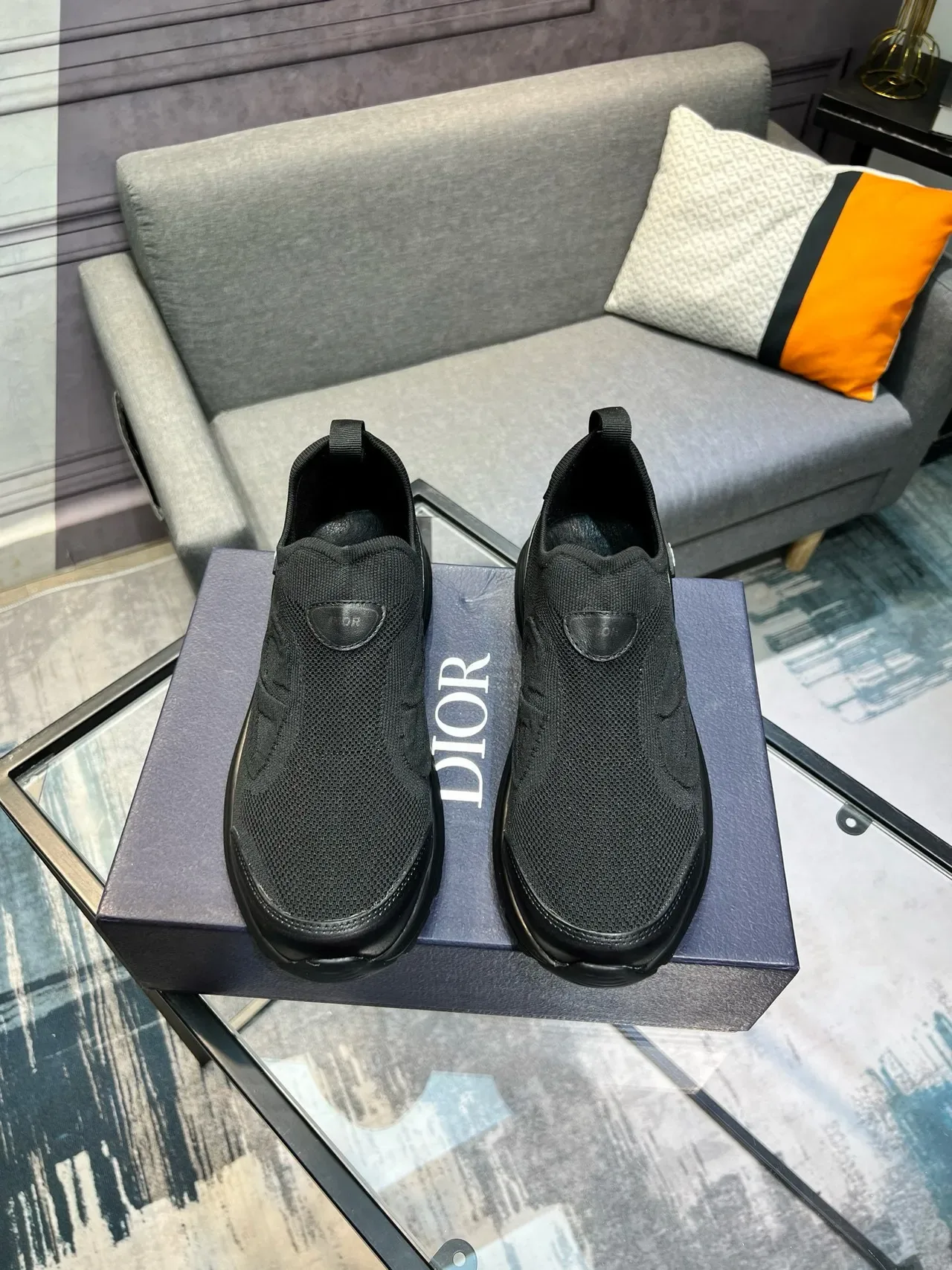 Black Slip-On Knit Sneakers 9