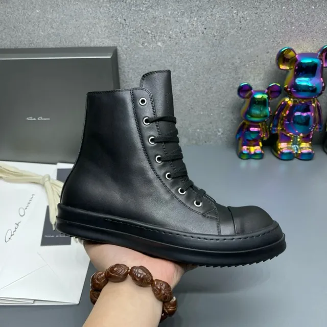Black Smooth Leather Upper Side Zipper Closure Ankle Boots 7