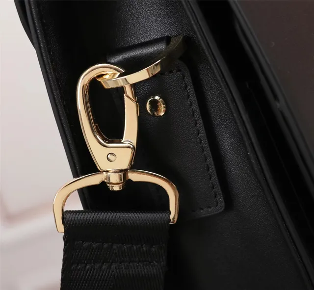 Black Structured Rectangular Silhouette Detachable Webbing Shoulder Strap Handbag 3