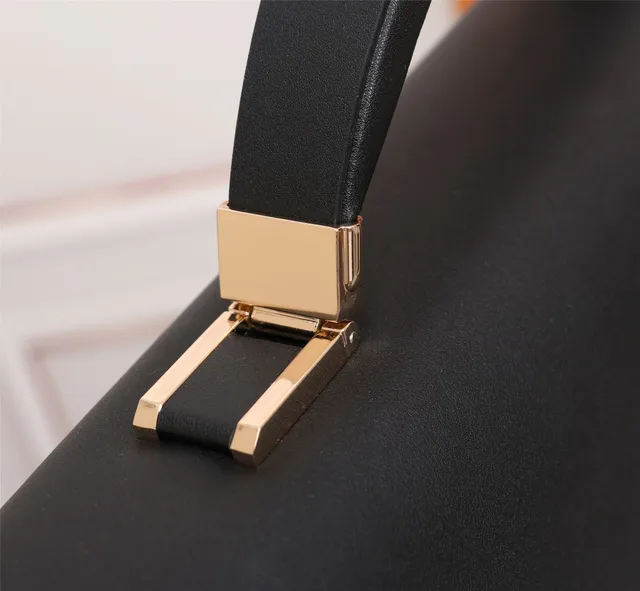 Black Structured Rectangular Silhouette Detachable Webbing Shoulder Strap Handbag 4