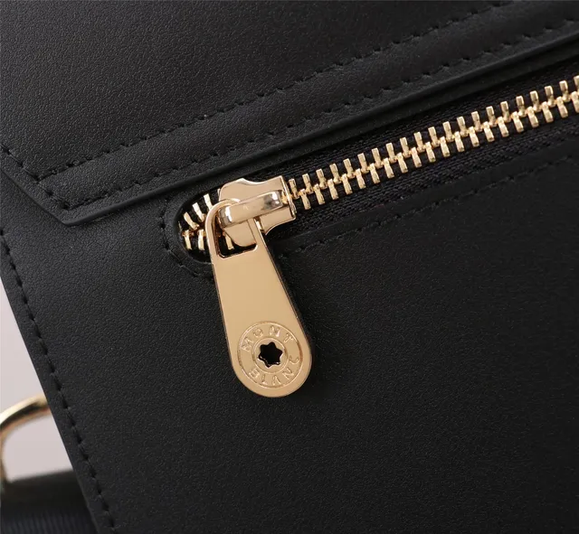 Black Structured Rectangular Silhouette Detachable Webbing Shoulder Strap Handbag 6