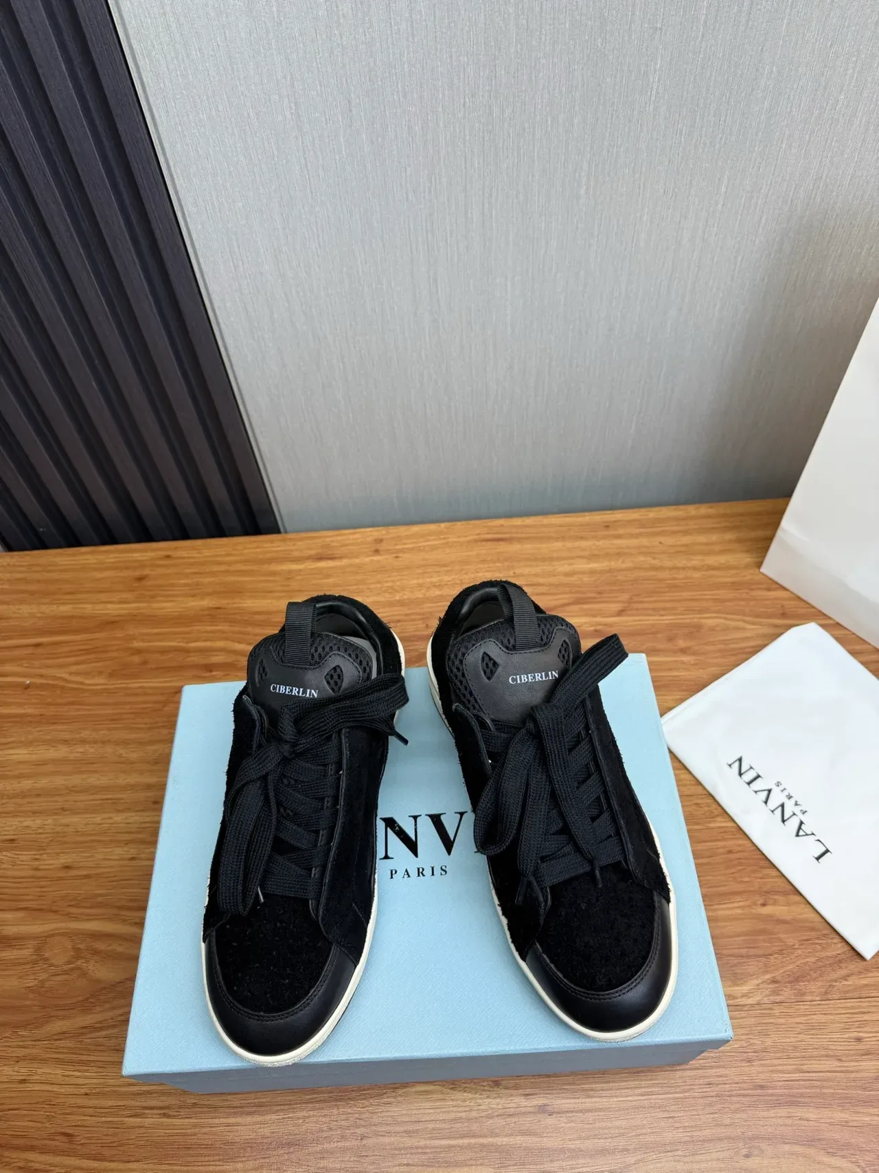Black Suede and Leather Low-Top Lifestyle Sneaker 3