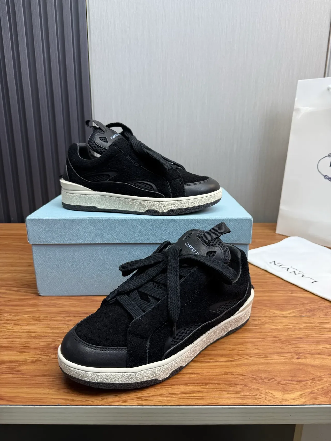 Black Suede and Leather Low-Top Lifestyle Sneaker 5