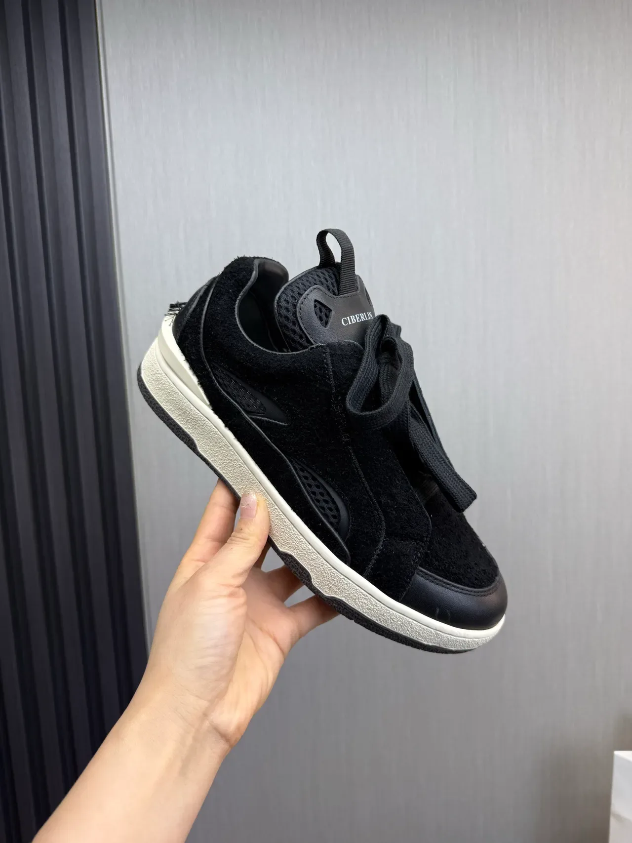 Black Suede and Leather Low-Top Lifestyle Sneaker 8