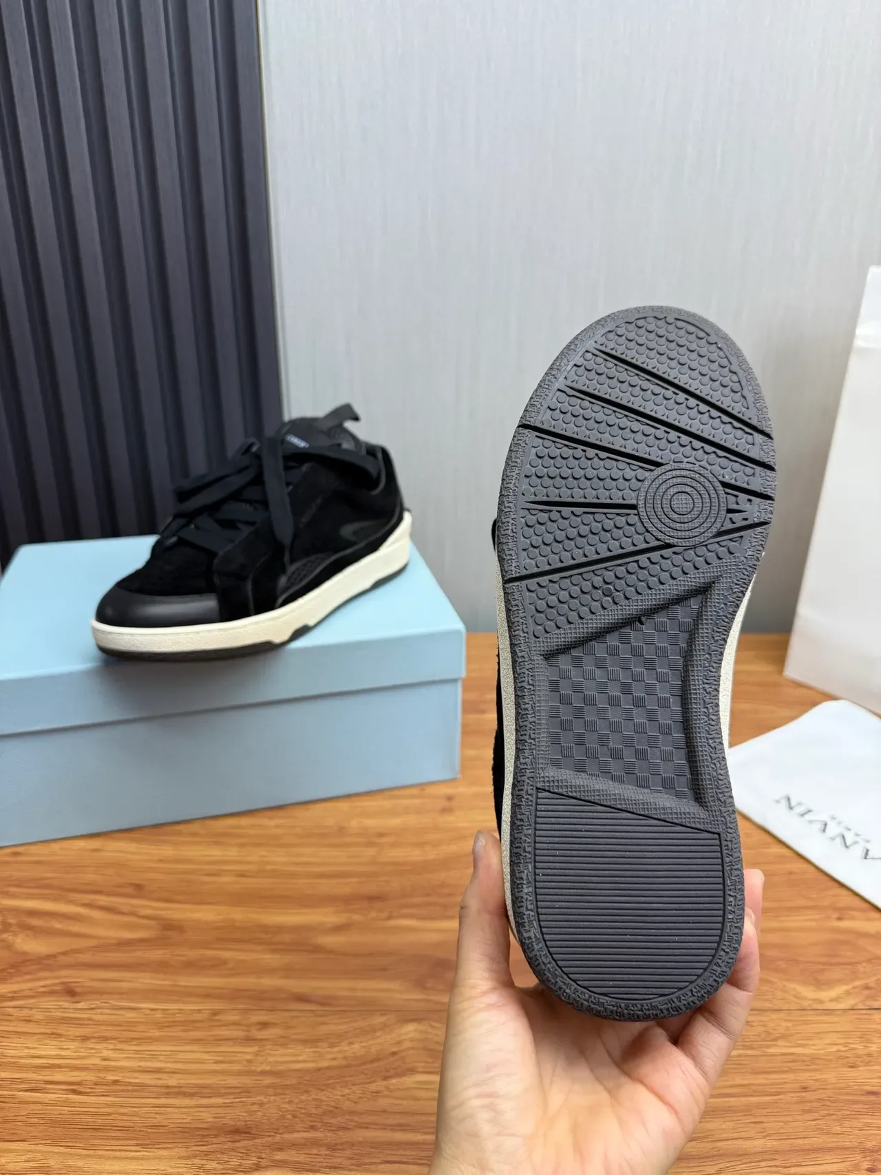 Black Suede and Leather Low-Top Lifestyle Sneaker 11