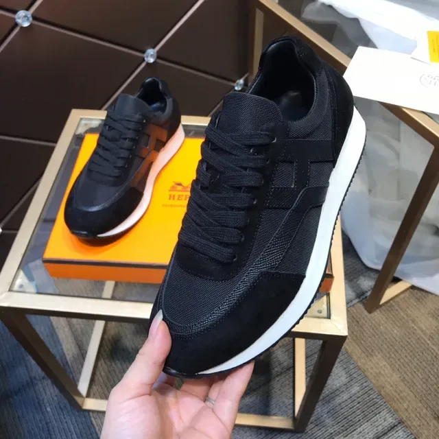 Black Suede and Mesh Low-Top Lace-Up Lifestyle Sneakers 2