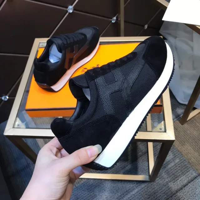 Black Suede and Mesh Low-Top Lace-Up Lifestyle Sneakers 4