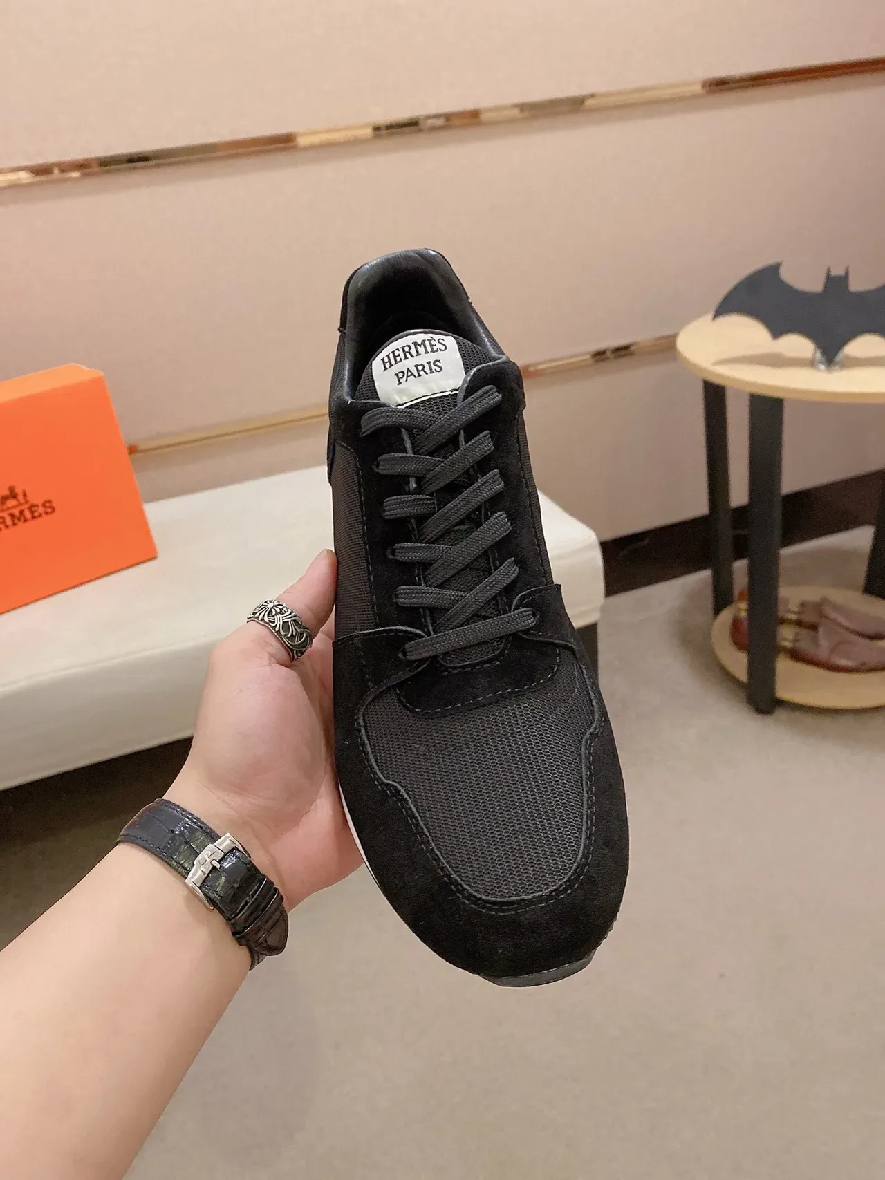 Black Suede and Mesh Low-Top Lifestyle Sneaker 2