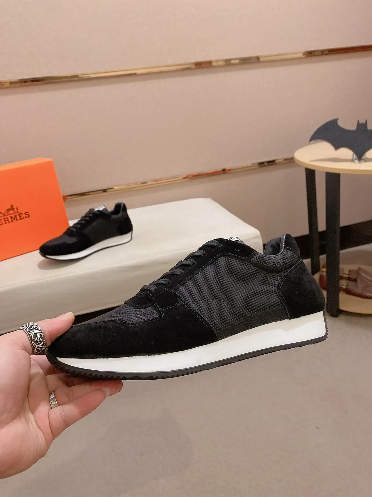 Black Suede and Mesh Low-Top Lifestyle Sneaker 3