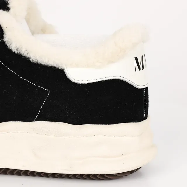 Black Suede Shearling-Collar Lifestyle Sneaker 4
