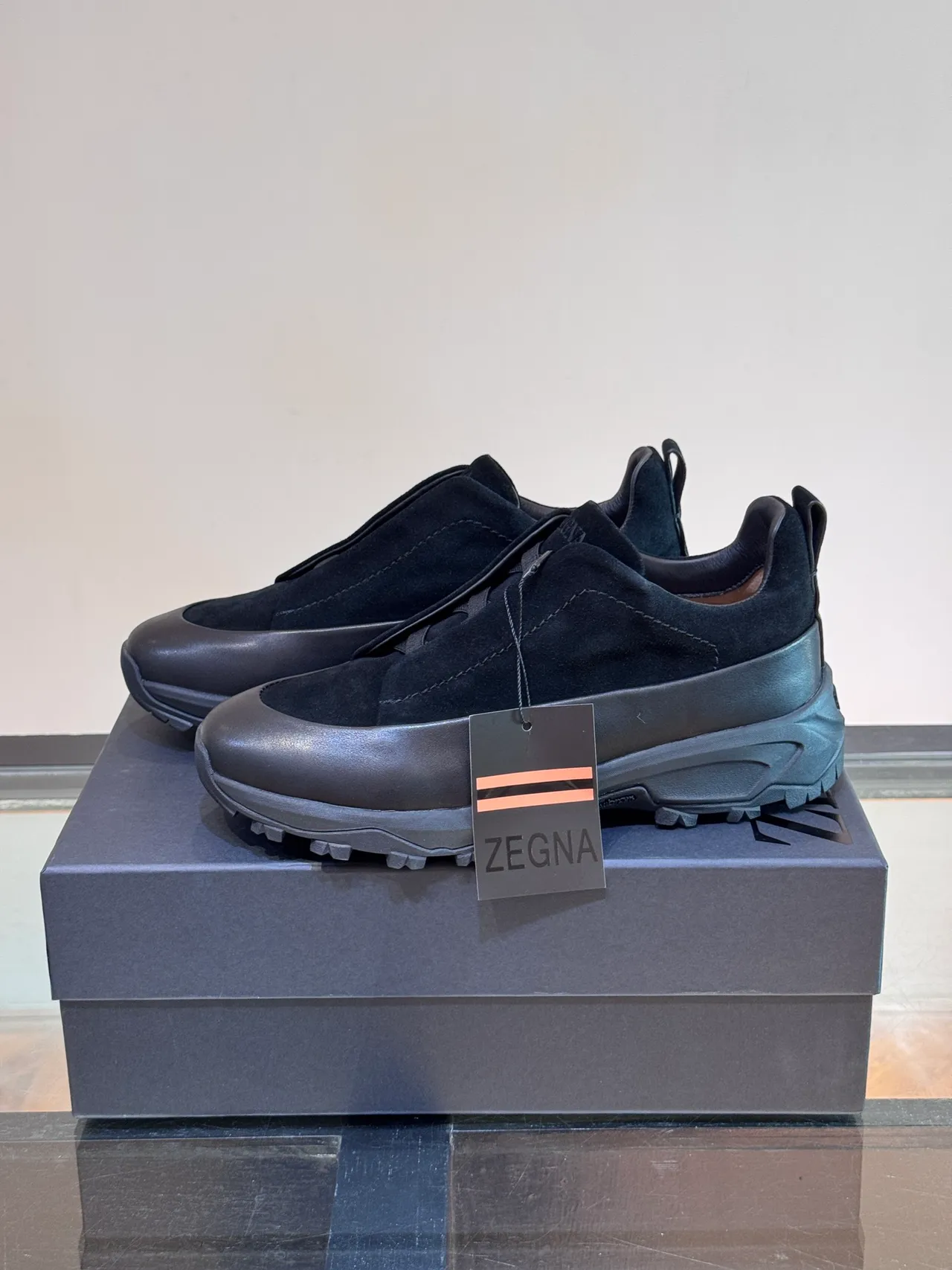 Black Suede Slip-On Chunky Platform Sneaker 5
