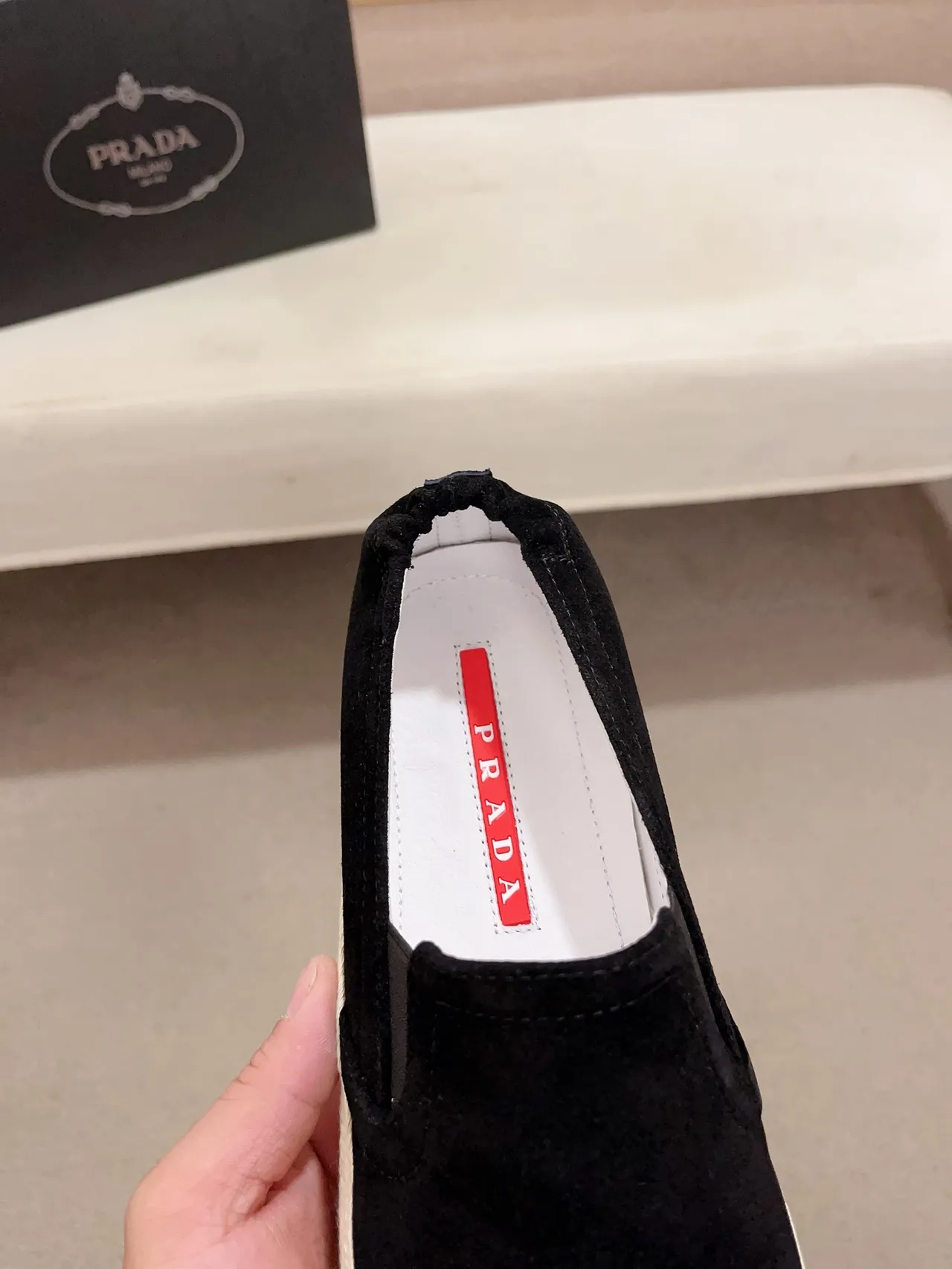 Black Suede Slip-On Espadrille Sole Boat Shoe 4