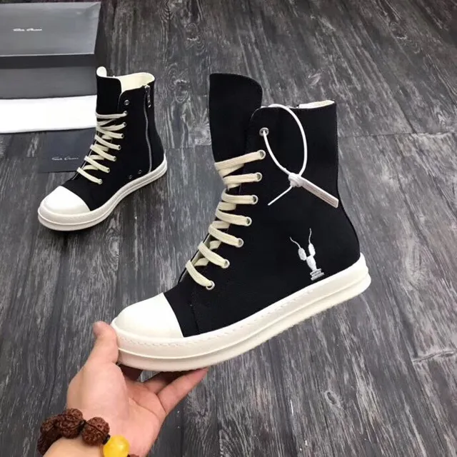 Black White High-Top Canvas Upper Lifestyle Sneakers 4