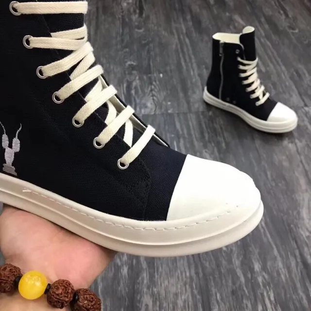 Black White High-Top Canvas Upper Lifestyle Sneakers 6
