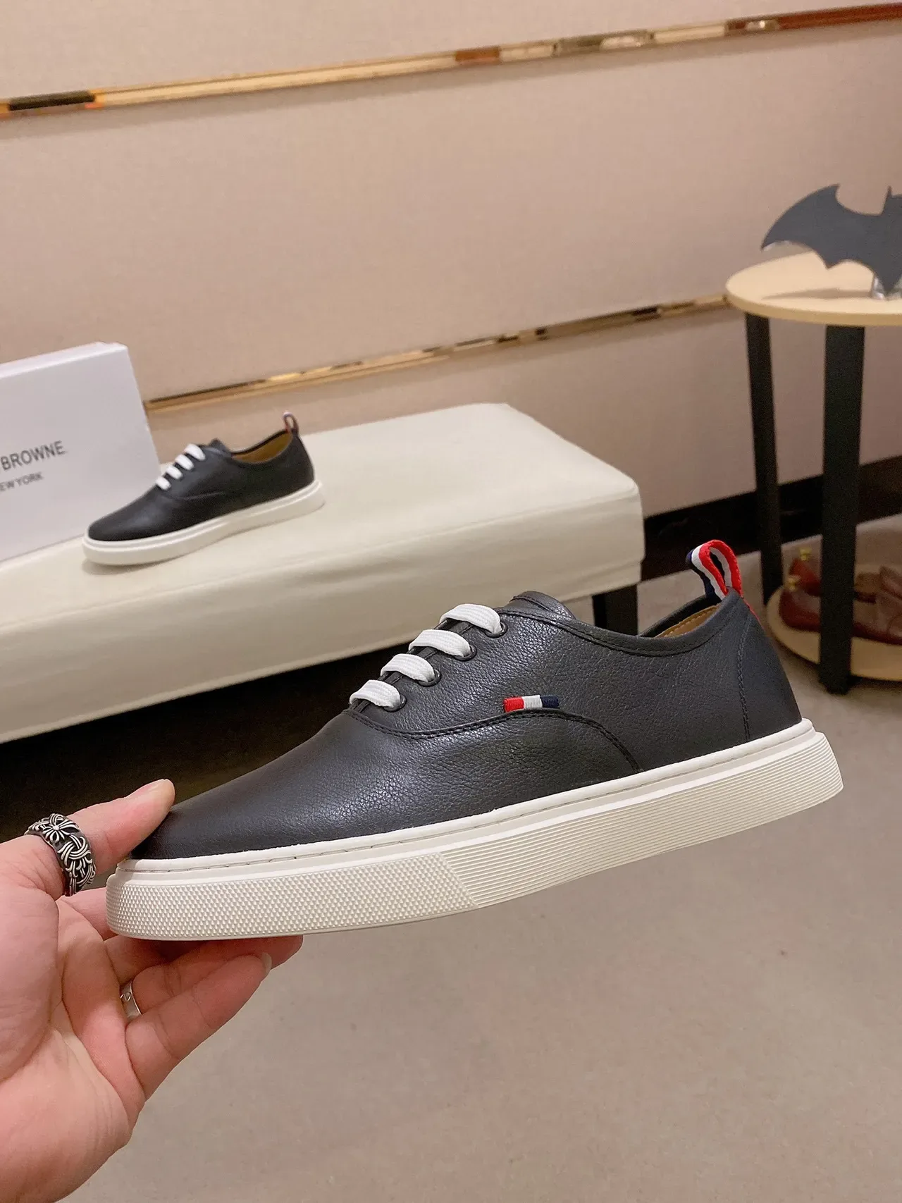 Black White Leather Upper Flat Sole Casual Shoes 8