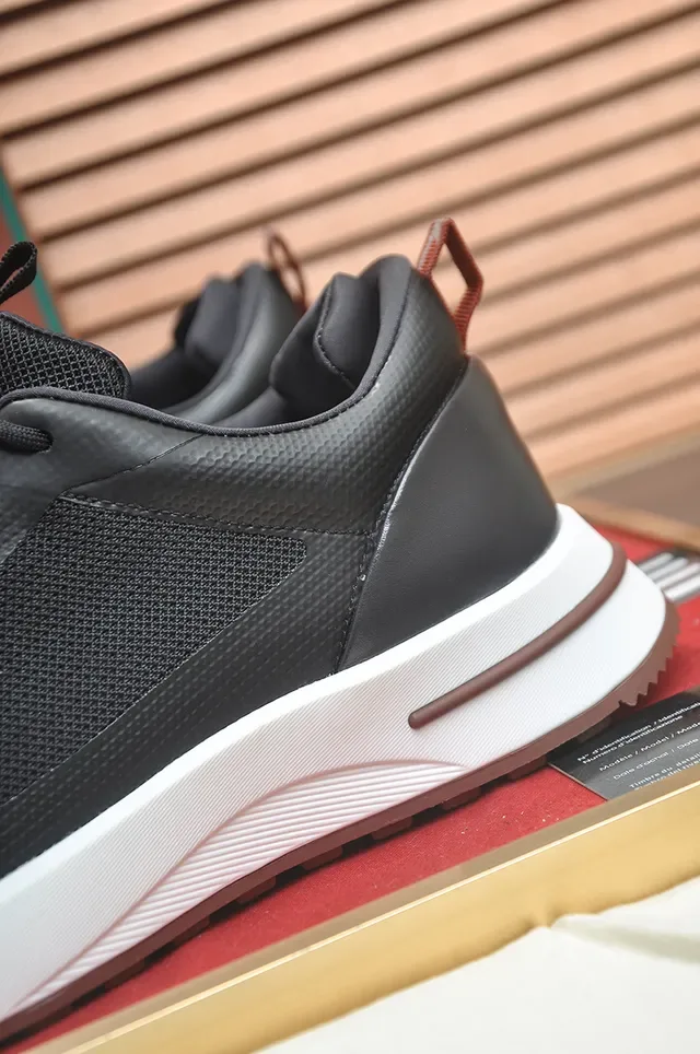 Black White Mesh-and-Synthetic Upper Thick Midsole Sneakers 2
