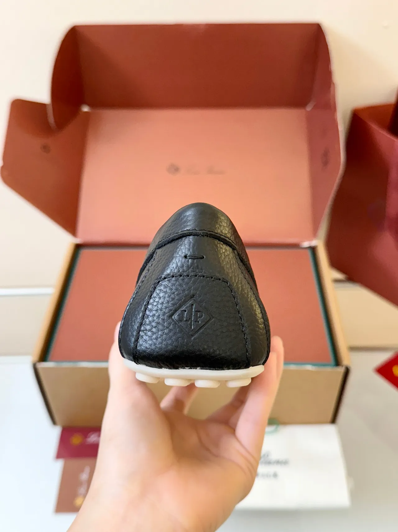 Black White Pebbled Leather Penny Strap Loafer 4