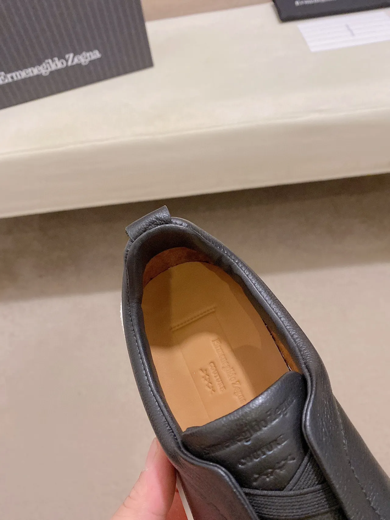 Black White Slip-On Leather Upper Lifestyle Sneakers 6