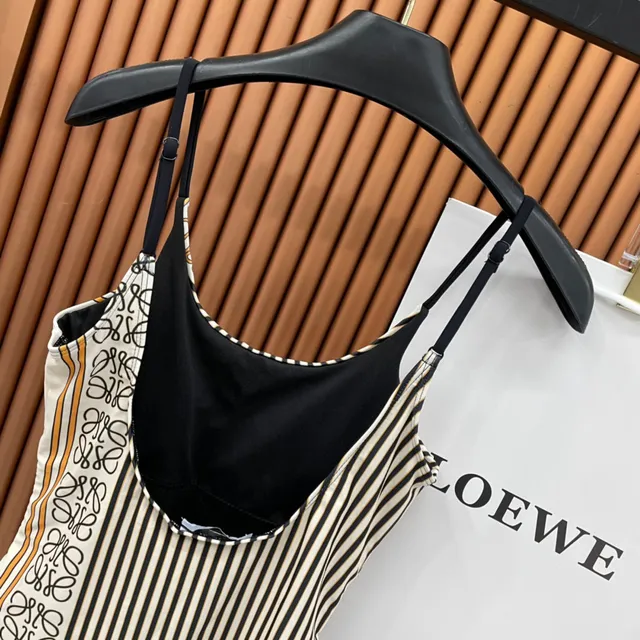 Black White Striped Side-Logo-Panel Swimwear 3