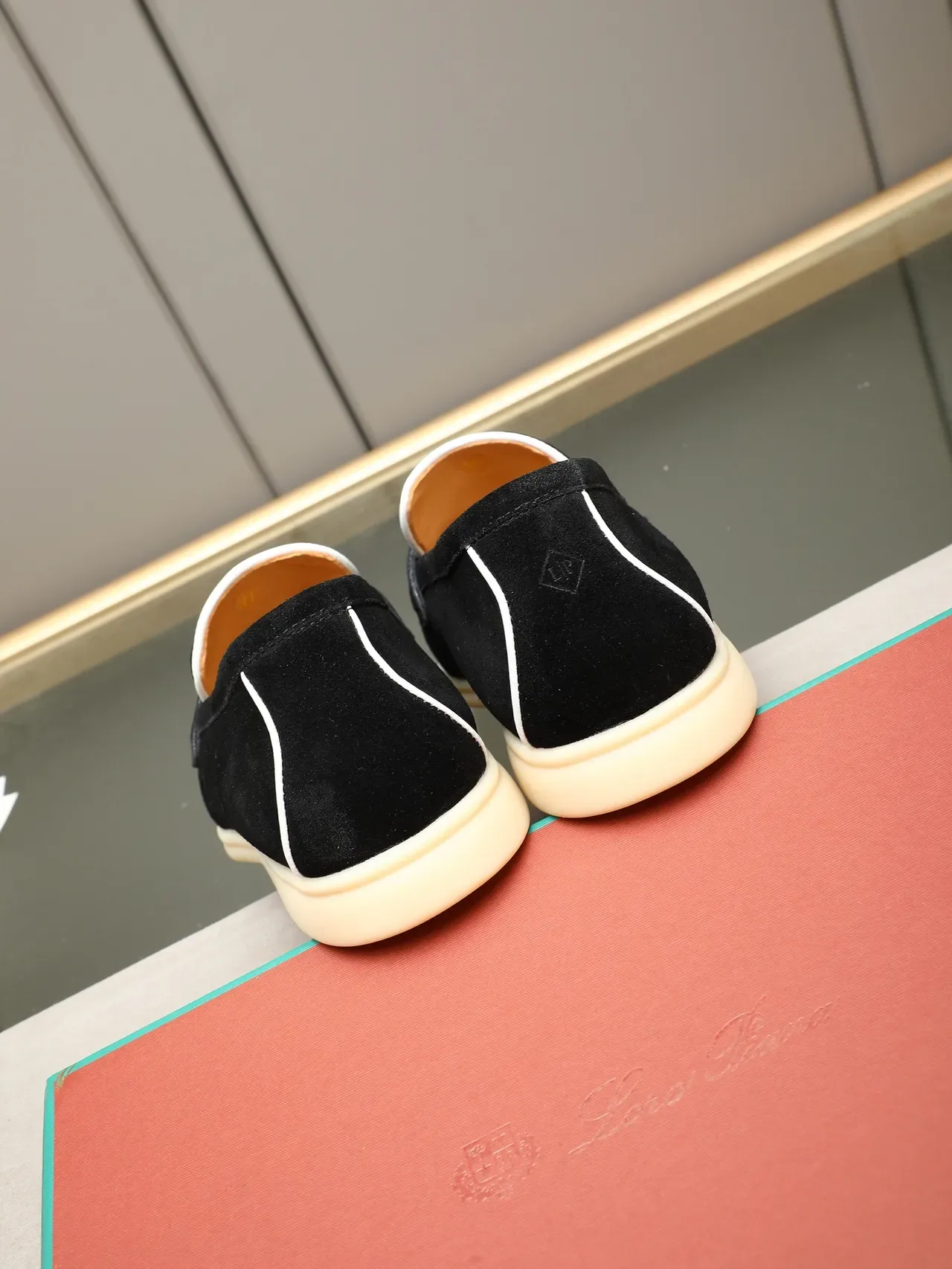 Black White Suede Upper Contrast Piping Loafer 4