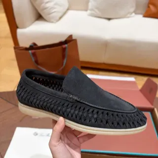 Black Woven Suede Slip-On Loafer
