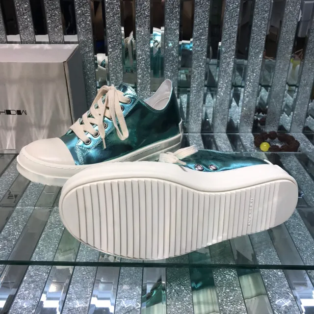 Blue Beige Metallic Iridescent Upper Platform Sole Sneakers 2