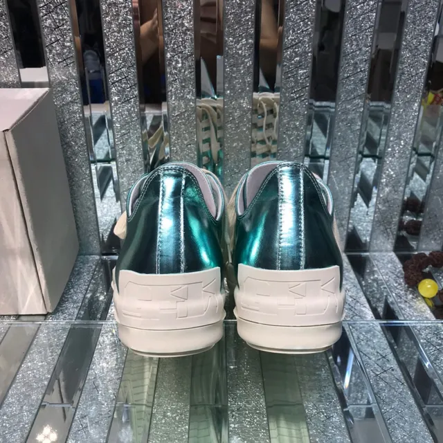 Blue Beige Metallic Iridescent Upper Platform Sole Sneakers 3