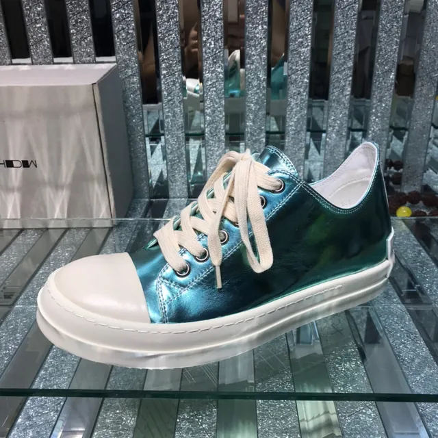 Blue Beige Metallic Iridescent Upper Platform Sole Sneakers 5