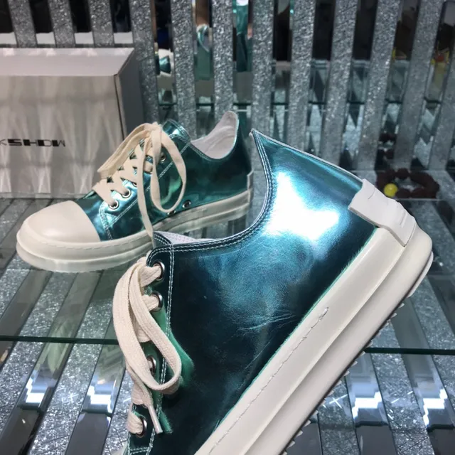 Blue Beige Metallic Iridescent Upper Platform Sole Sneakers 6