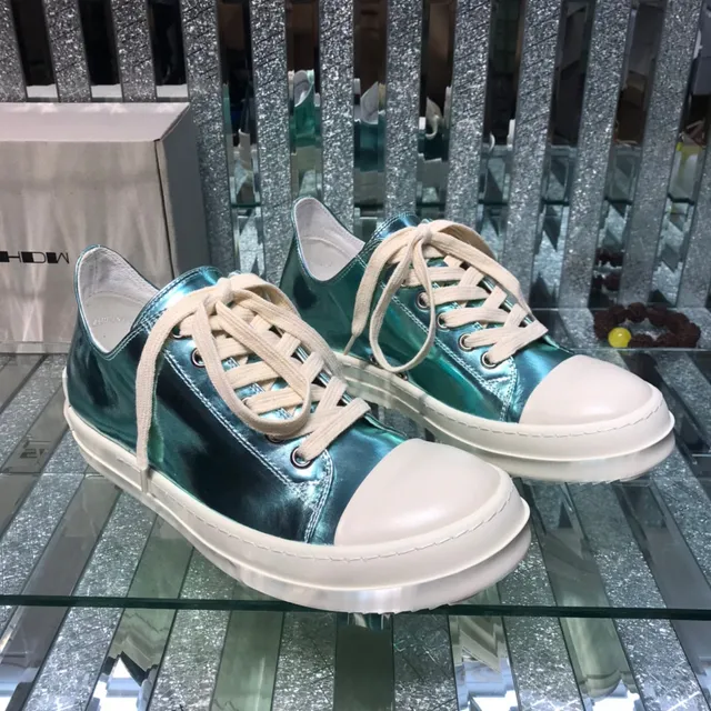 Blue Beige Metallic Iridescent Upper Platform Sole Sneakers 7