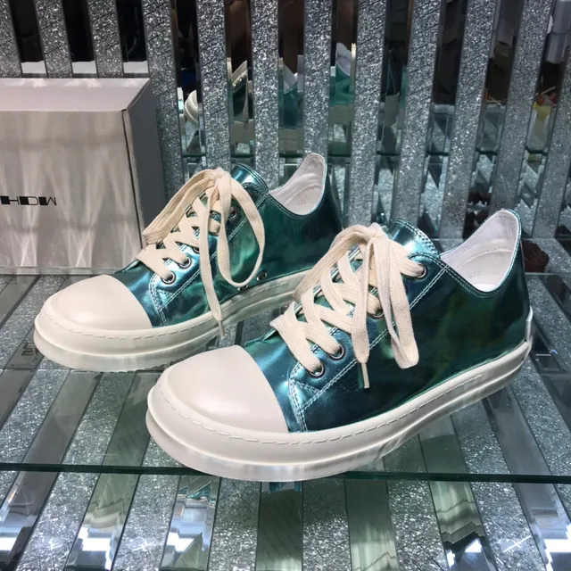 Blue Beige Metallic Iridescent Upper Platform Sole Sneakers 8