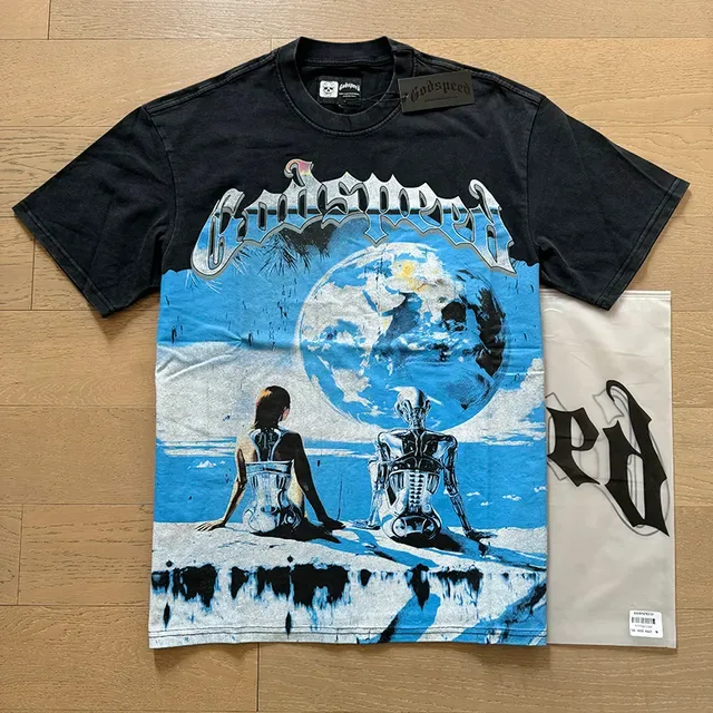 Blue Black Graphic Print Oversized Fit T-Shirt 11