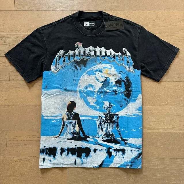 Blue Black Graphic Print Oversized Fit T-Shirt 12