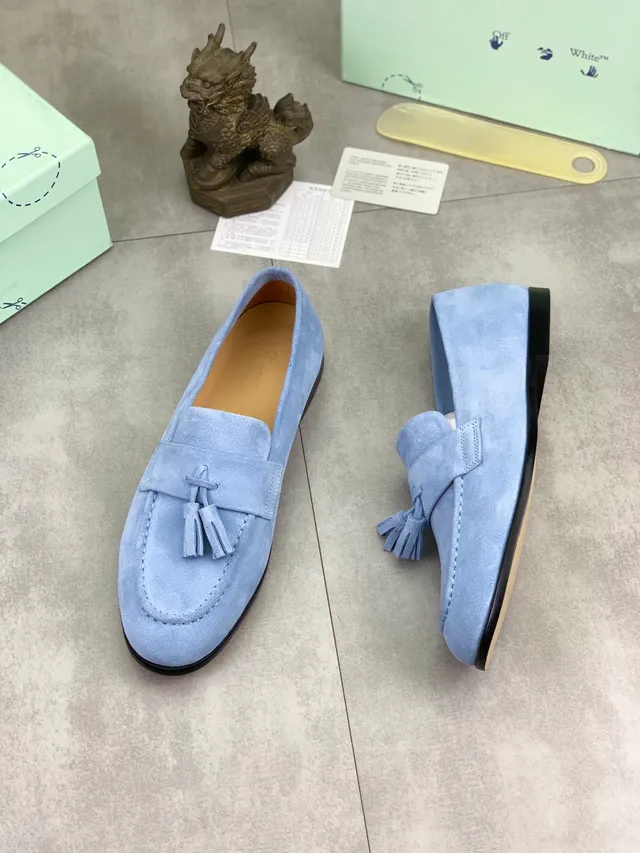 Blue Black Suede Tassel Strap Loafer 5