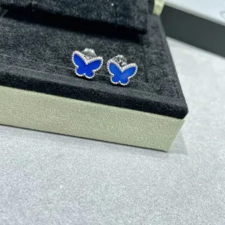 Blue Enamel Butterfly Pavé Stud Earrings