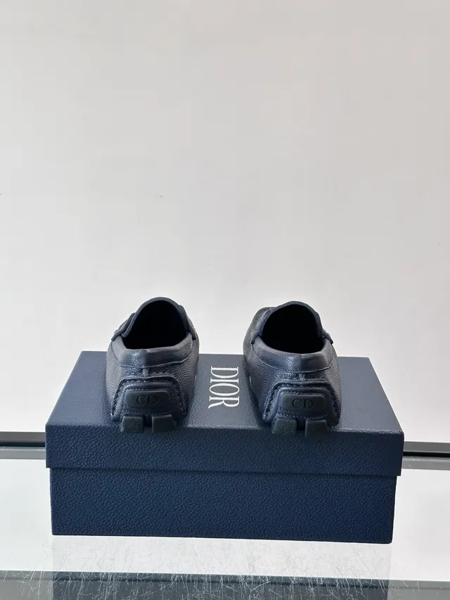 Blue Pebbled Leather Horsebit Loafers 3