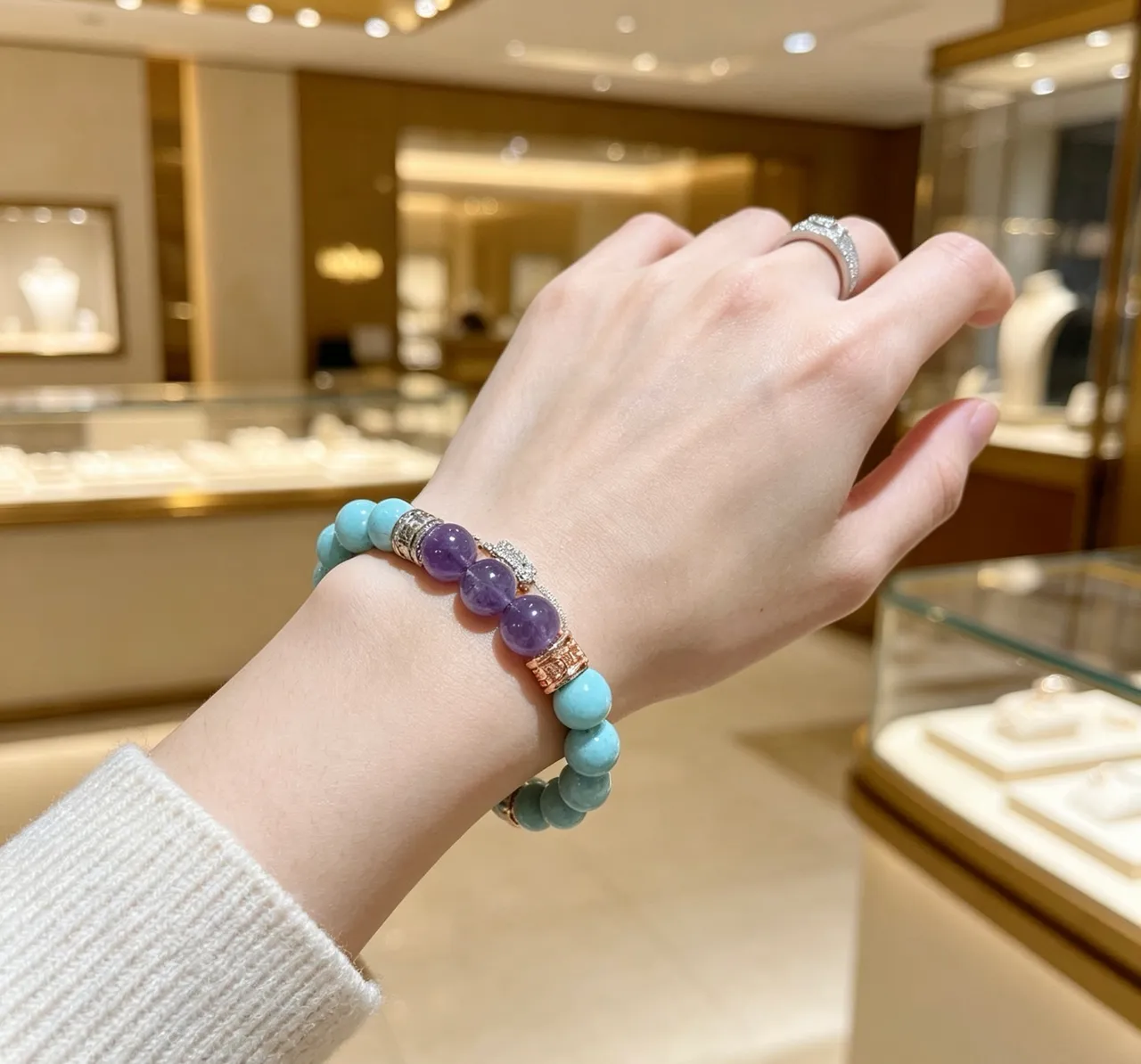Blue Purple Beaded Gemstone Bracelet 5
