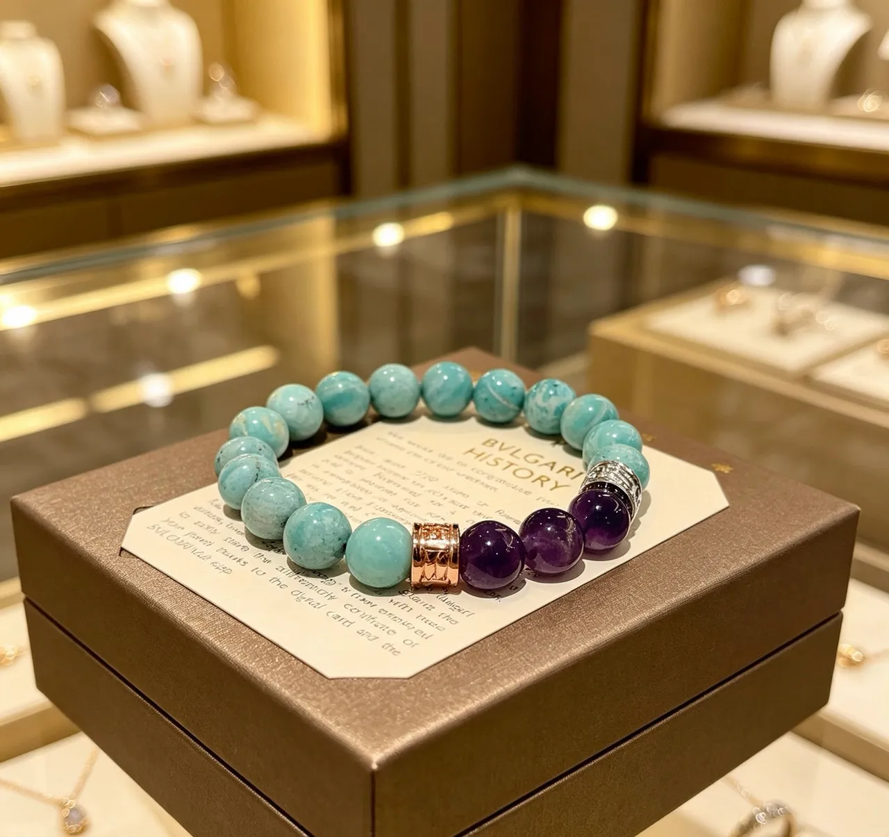 Blue Purple Beaded Gemstone Bracelet 9