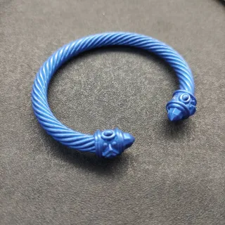 Pulsera de Cable Trenzado Azul con Terminal Esculturado