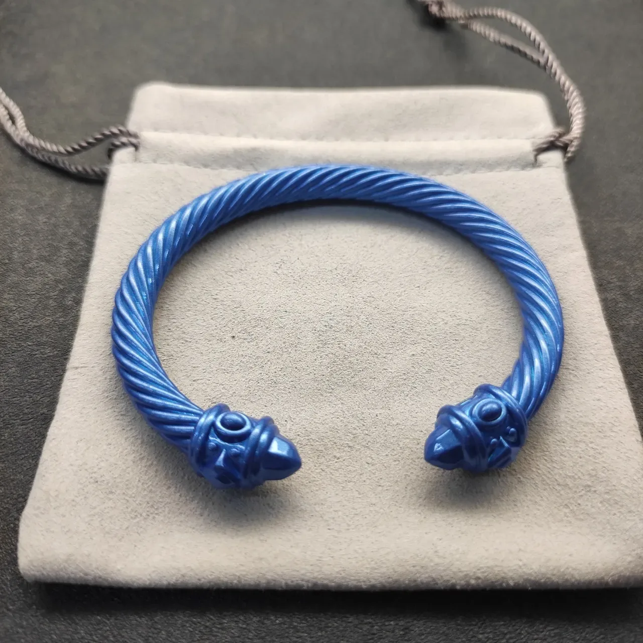 Blue Twisted Cable Sculpted Terminal Bracelet 8