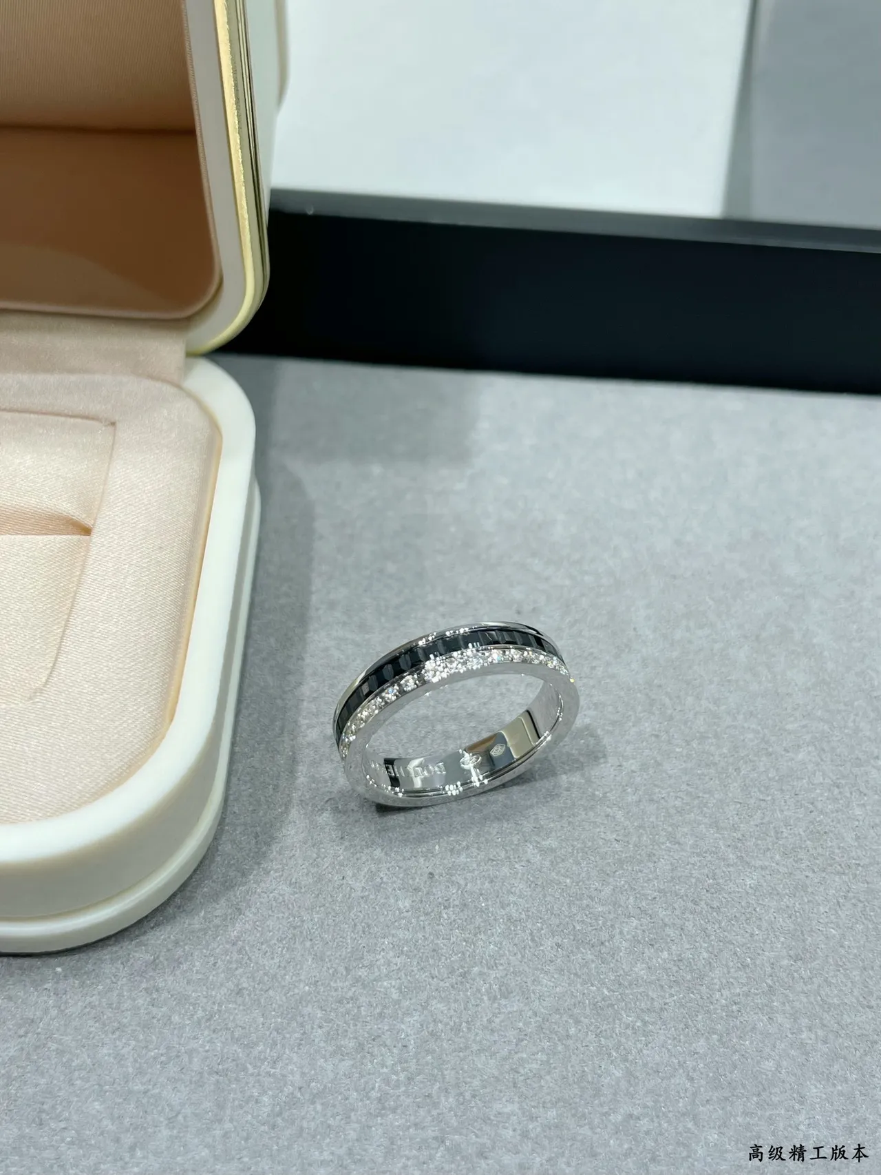 Boucheron Quatre Double White Gold and Black Ceramic Pavé Diamond Ring 3